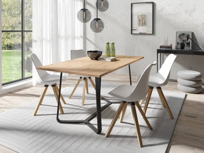 Stuhl KIRA 2er-Set weiß weiß Eiche Kunststoff Kunstleder Metall B/H/T: ca. 48x86x55,5 cm