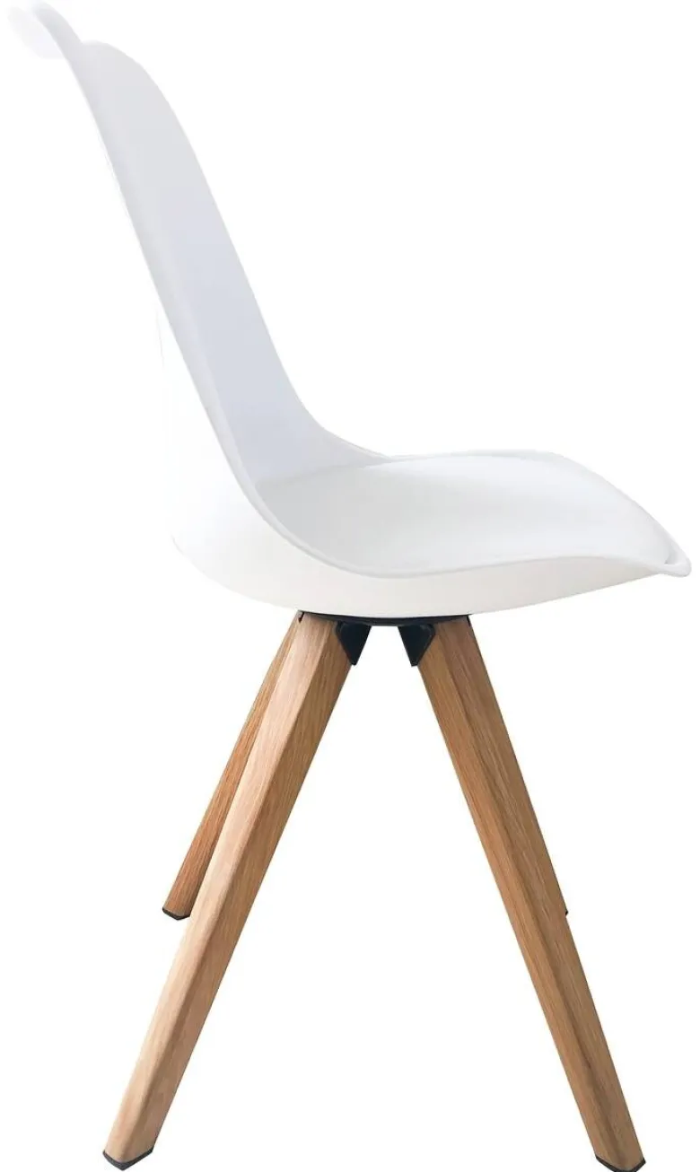 Stuhl KIRA 2er-Set weiß weiß Eiche Kunststoff Kunstleder Metall B/H/T: ca. 48x86x55,5 cm
