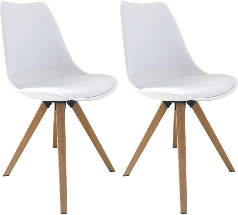 Stuhl KIRA 2er-Set weiß weiß Eiche Kunststoff Kunstleder Metall B/H/T: ca. 48x86x55,5 cm