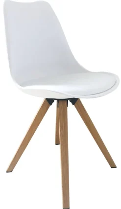 Stuhl KIRA 2er-Set weiß weiß Eiche Kunststoff Kunstleder Metall B/H/T: ca. 48x86x55,5 cm