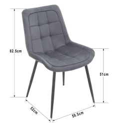 Stuhl KIRA grau Webstoff B/H/T: ca. 52x82,5x59,5 cm