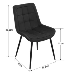 Stuhl KIRA schwarz Samtoptik B/H/T: ca. 59,5x82,5x49 cm