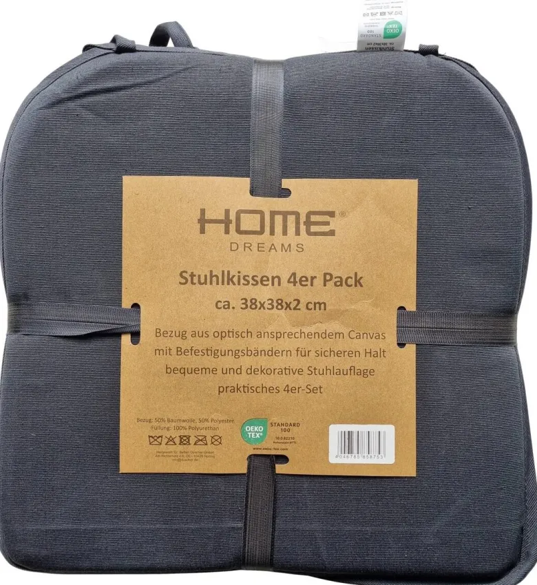 Stuhlkissen anthrazit Polyester B/L/S: ca. 38x38x2 cm