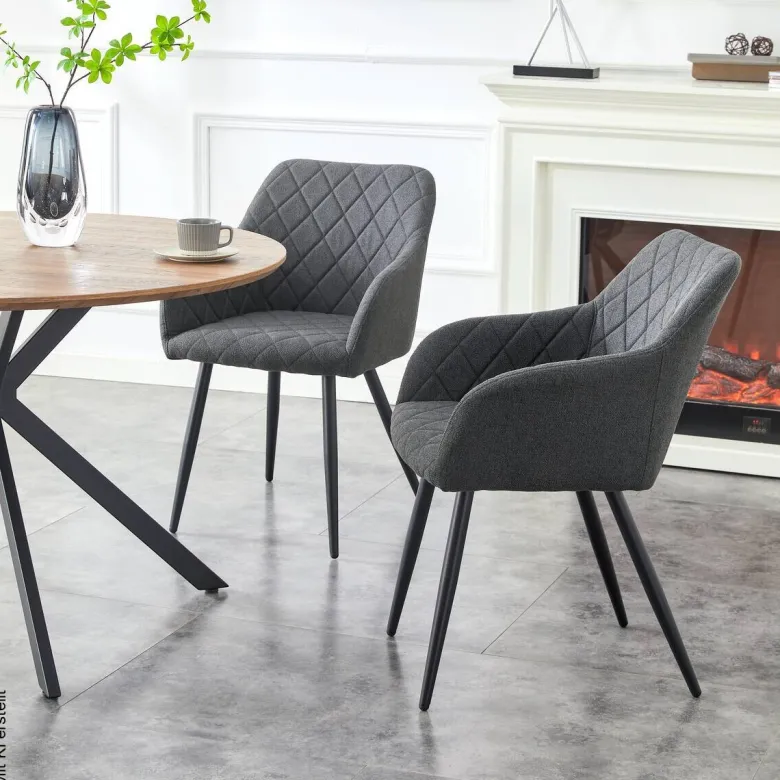 Stuhl LEA, 2er Set anthrazit Webstoff B/H/T: ca. 56x83x60 cm