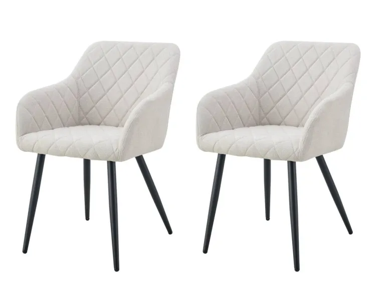 Stuhl LEA, 2er Set creme Webstoff B/H/T: ca. 56x83x60 cm