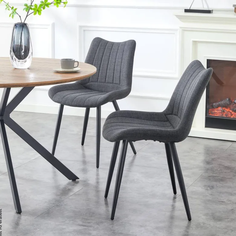 Stuhl LOTTA, 2er Set anthrazit Webstoff B/H/T: ca. 53x86x59 cm
