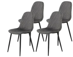 Stuhl Mira 4er Set grau Samtoptik B/H/T: ca. 44x89x53,5 cm