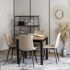 Stuhl PERU beige Velourstoff B/H/T: ca. 42x90,5x52 cm