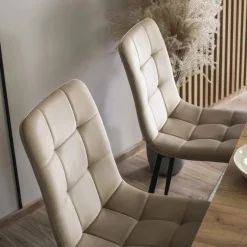 Stuhl PERU beige Velourstoff B/H/T: ca. 42x90,5x52 cm