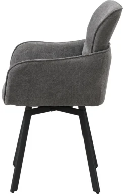 Stuhl RICO, 2er-Set schwarz grau Metall Stoff B/H/T: ca. 61x90x63 cm