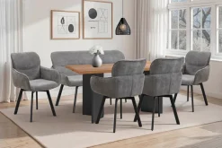 Stuhl RICO, 2er-Set schwarz grau Metall Stoff B/H/T: ca. 61x90x63 cm