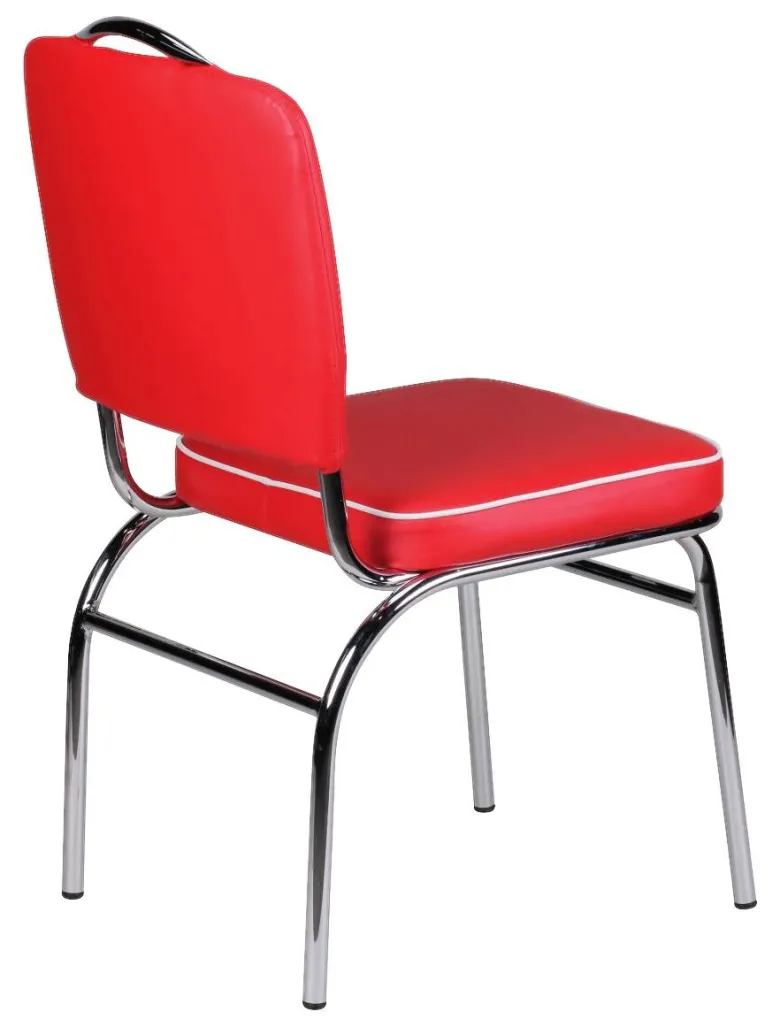 Stuhl rot weiß Kunstleder B/H/T: ca. 47x90x45 cm