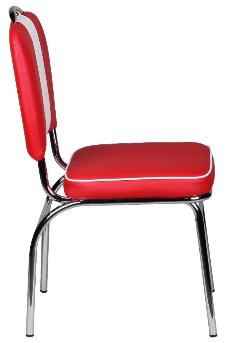 Stuhl rot weiß Kunstleder B/H/T: ca. 47x90x45 cm