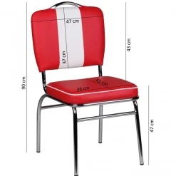 Stuhl rot weiß Kunstleder B/H/T: ca. 47x90x45 cm