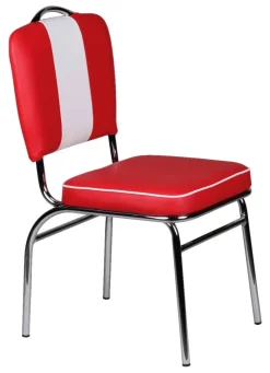 Stuhl rot weiß Kunstleder B/H/T: ca. 47x90x45 cm