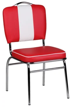 Stuhl rot weiß Kunstleder B/H/T: ca. 47x90x45 cm