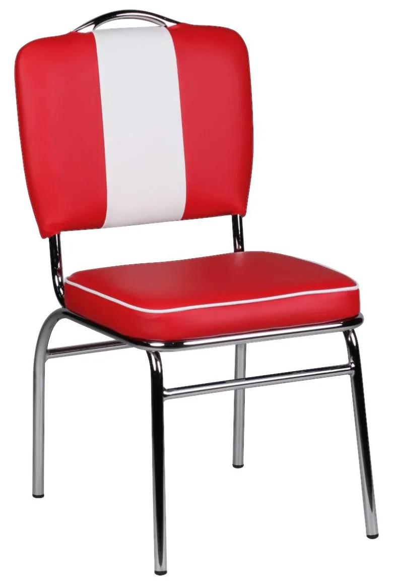 Stuhl rot weiß Kunstleder B/H/T: ca. 47x90x45 cm