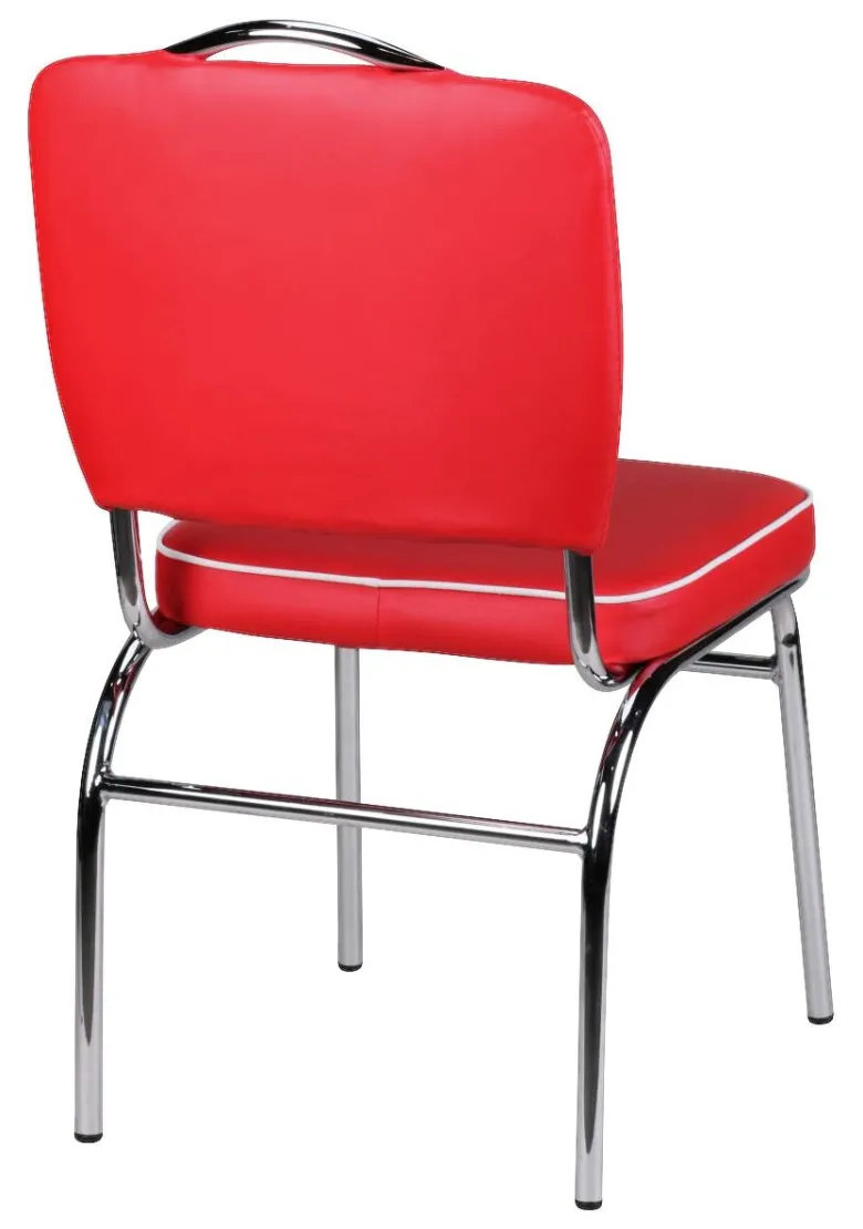 Stuhl rot weiß Kunstleder B/H/T: ca. 47x90x45 cm