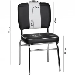 Stuhl schwarz weiß Chrom Kunstleder Metall Kunstleder B/H/T: ca. 45x90x47 cm