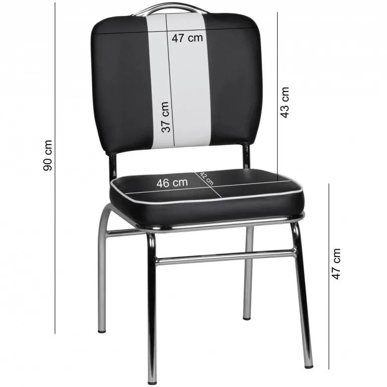 Stuhl schwarz weiß Chrom Kunstleder Metall Kunstleder B/H/T: ca. 45x90x47 cm