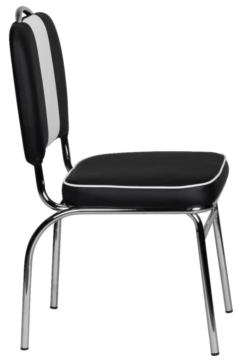 Stuhl schwarz weiß Chrom Kunstleder Metall Kunstleder B/H/T: ca. 45x90x47 cm