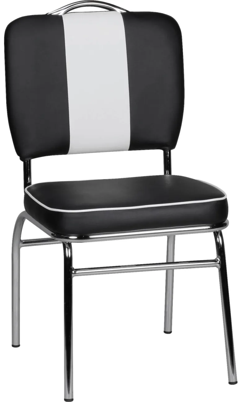 Stuhl schwarz weiß Chrom Kunstleder Metall Kunstleder B/H/T: ca. 45x90x47 cm