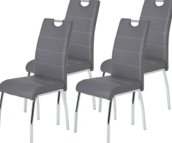 Stuhl Susi 4er Set grau Kunstleder B/H/T: ca. 44x98x61 cm