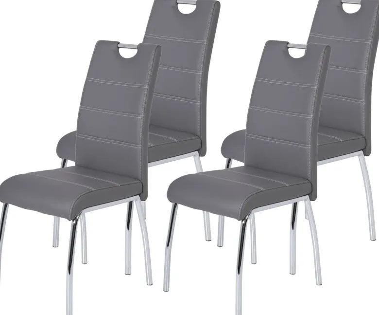 Stuhl Susi 4er Set grau Kunstleder B/H/T: ca. 44x98x61 cm