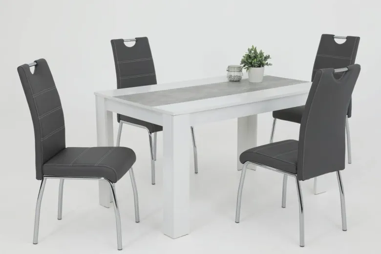Stuhl Susi 4er Set grau Kunstleder B/H/T: ca. 44x98x61 cm