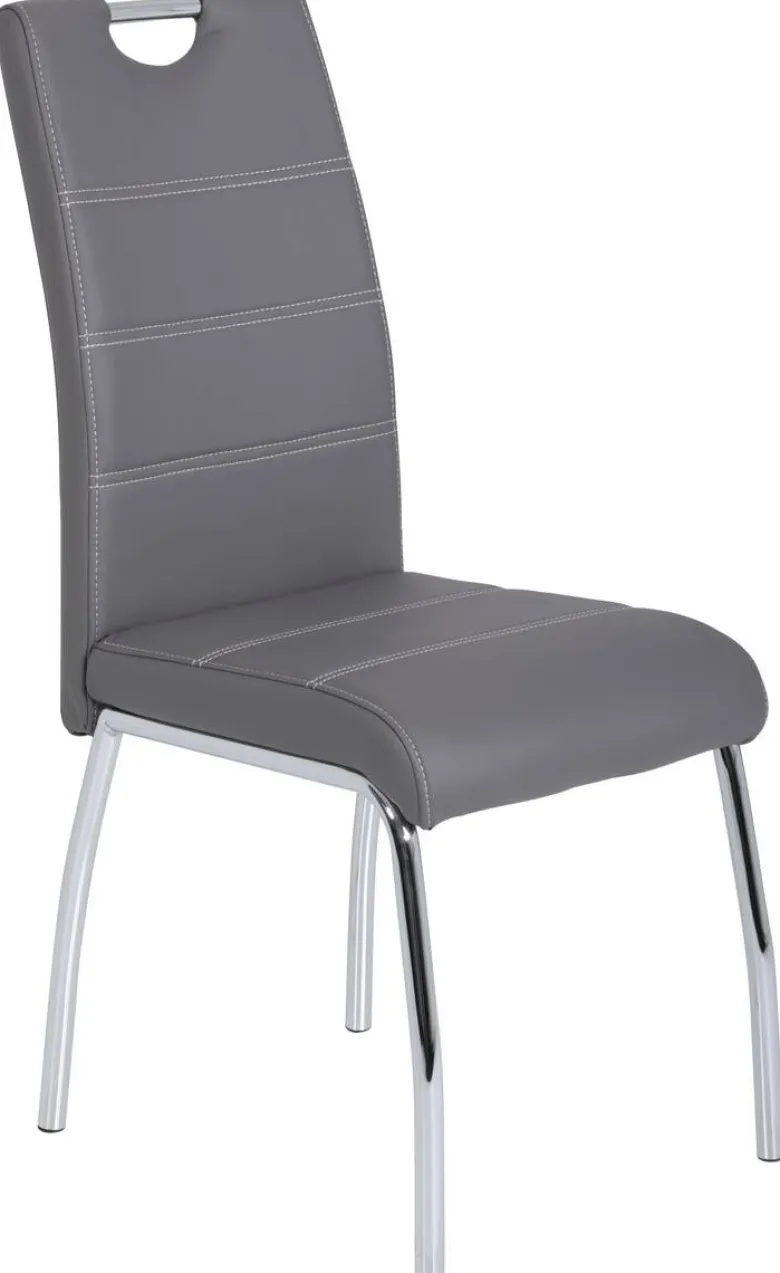 Stuhl Susi 4er Set grau Kunstleder B/H/T: ca. 44x98x61 cm