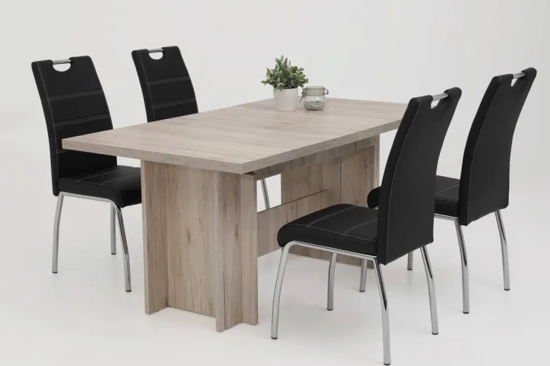 Stuhl Susi 4er Set schwarz Kunstleder B/H/T: ca. 44x98x61 cm