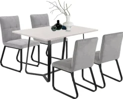 Stuhl TALEA 2er-Set hellgrau schwarz Webstoff Metall B/H/T: ca. 46x86x55 cm