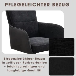 Stuhl TINO, 2er-Set schwarz Metall Microfaser B/H/T: ca. 62x94x70 cm
