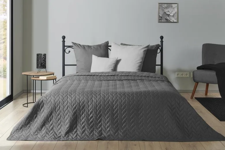 Tagesdecke grau Polyester B/L: ca. 220x240 cm