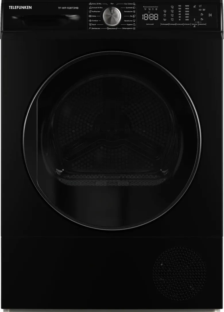 Telefunken Wärmepumpentrockner TF-WP-1128T3MB mattschwarz B/H/T: ca. 59,6x84,5x60,9 cm ca. 80 kg