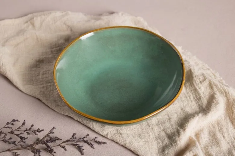 Teller grün Steinzeug D: ca. 18,5 cm