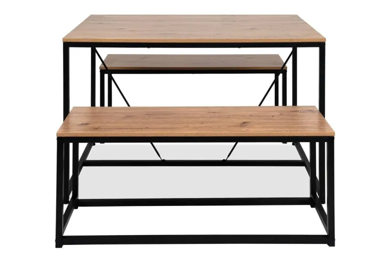 Tischgruppe Augsburg Eiche Artisan Nachbildung schwarz MDF B/H/T: ca. 120x75x80 cm