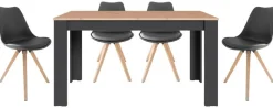 Tischgruppe KIRA anthrazit Eiche schwarz B/H/T: ca. 140x75x80 cm