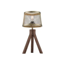 Tischleuchte Frederik messing Holz B/H/L: ca. 22x44x22 cm E27 1 Brennstellen