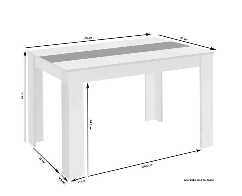 Tisch NORI Eiche Nachbildung B/H/T: ca. 160x75x90 cm