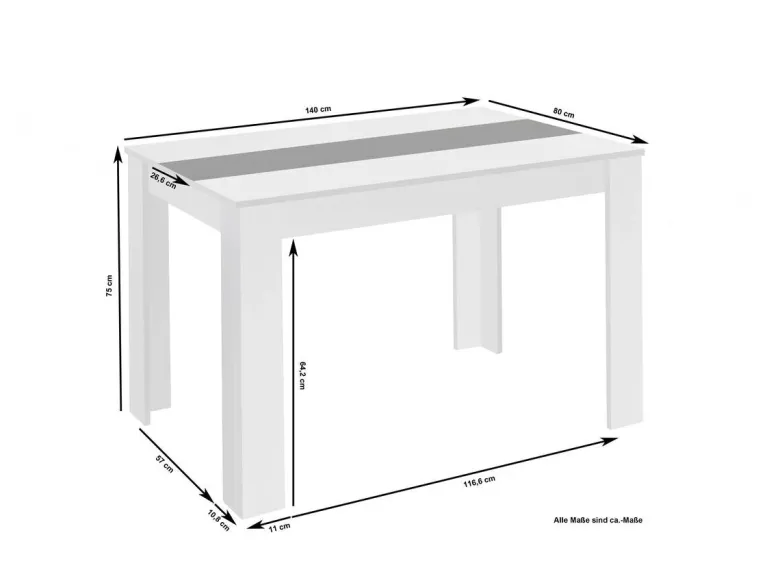 Tisch NORI Eiche Old Wood Nachbildung B/H/T: ca. 140x75x80 cm