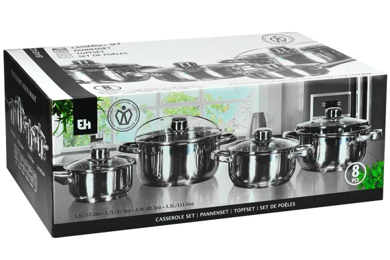 Topfset silber Edelstahl 4 tlg.
