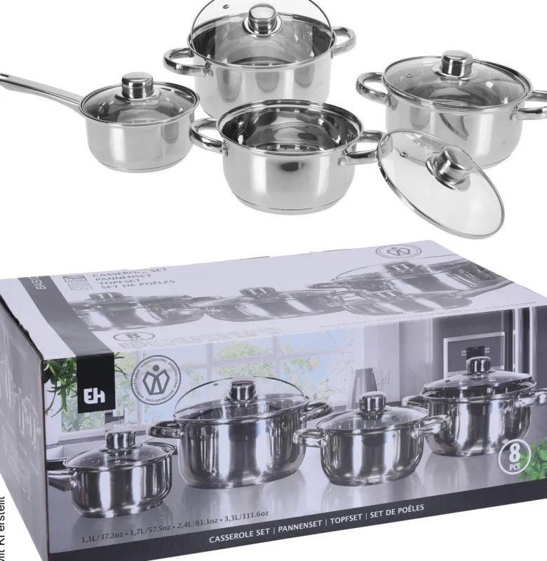 Topfset silber Edelstahl 4 tlg.