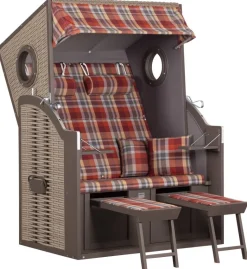 TRENDY by deVries Strandkorb Twin View rot Hartholz