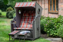 TRENDY by deVries Strandkorb Twin View rot Hartholz