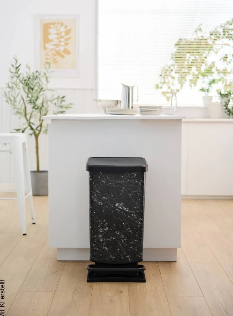 Treteimer schwarz B/H/L: ca. 29x67x35 cm