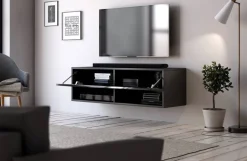 TV-Board Derby schwarz matt schwarz Hochglanz B/H/T: ca. 100x30x31 cm
