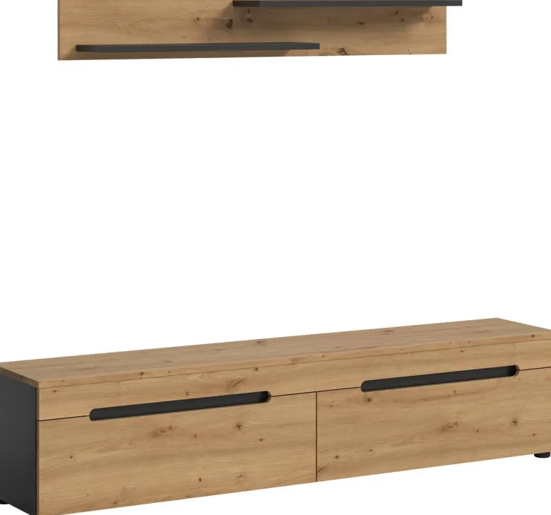 TV-Kommode Canu basaltgrau Nachbildung Artisan Oak Nachbildung B/H/T: ca. 170x38x33 cm