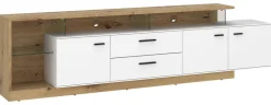 TV-Lowboard Covelo Eiche Artisan Oak Nachbildung weiß B/H/T: ca. 236x66x40 cm