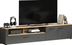 TV-Lowboard Esteban anthrazit Eiche Evoke Coast Nachbildung B/H/T: ca. 210x43x41 cm